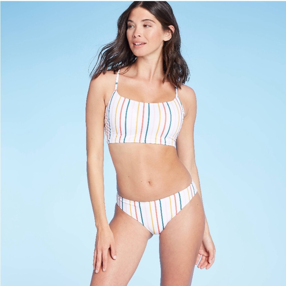 Xhilaration Women’s Bikini Swim Top - Strips Multicolor - Size 34B